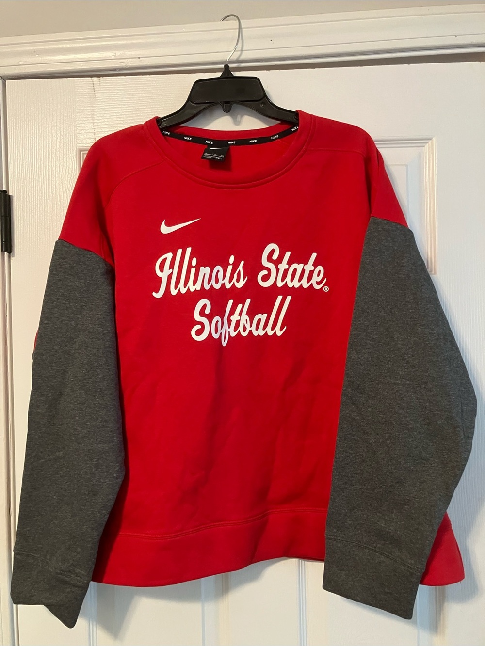 Illinois State Redbirds Softball Nike Crewneck Sweatshirt Red Gray Womens Sz XXL